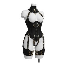 Women’s Leather Corset Harness Bodysuit Gothic Buckle Bustier Steampunk Fetish Women's Corset price