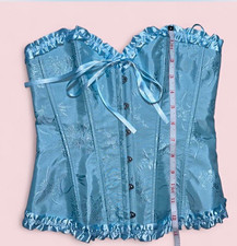 SZIVYSHI Women’s Blue Floral Satin Overbust Boned Corset, Strapless L Women's Corset price