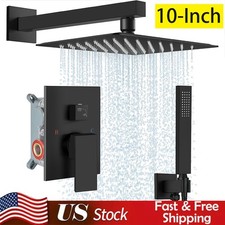 Black Shower Faucet Set 10" Rainfall Shower Head Combo System with Mixer Valve Shower Set price