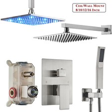 Brushed Nickel Shower Faucet Set Rainfall Shower Head Combo with Mixer Valve Kit Shower Set price
