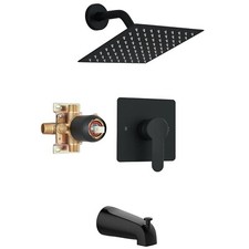 Black Tub Shower Faucet Set Valve Included with 8"Rain Shower Head and Tub Spout Shower Set price