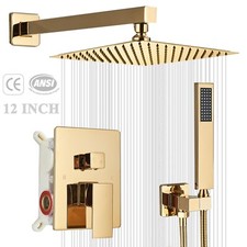Gold Shower Faucet Set System with Mixer Valve 12inch Rain Shower Head Combo Kit Shower Set price