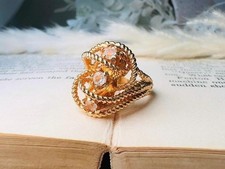 Park Lane Vintage SWIRL RING - Gold w/ Swarovski Crystals - Rare - Size 10 NEW Swarovski Ring price