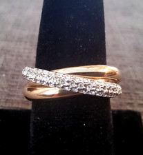 Park Lane TRIPLE RINGS Gold & Silver PL Entwined  w/ Swarovski Crystals - SZ 8 Swarovski Ring price