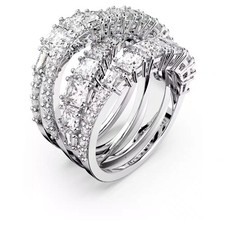 Swarovski Hyperbola Ring White Crystal Mixed Cut Rhodium Size NEW Swarovski Ring price