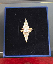 Swarovski Gold Tone Crystal Band Ring Size 6.5 Square White/Colorless Stone Swarovski Ring price