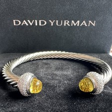 David Cable Bracelet 7mm Sterling Silver with Citrine and Diamonds Sz M Diamond Bracelet price