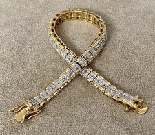 14K Yellow Gold Over 5CT Round Cut Lab Created Diamond Women's Tennis Bracelet Diamond Bracelet price