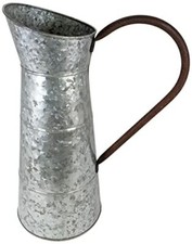 Large Galvanized Metal Pitcher Vase 15.6" H, Rustic Look for Country themed home Vase price