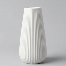 Tall Luxury White Ceramic Vase 12 inch Modern Ribbed Fluted Design - Flower Vase Vase price
