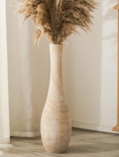 22 Inch Slender Beige Wood Tall Floor Decor Vase Vase price