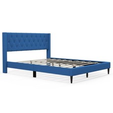 Queen Size Platform Bed Frame Upholstered With Button Tufted Wingback Headboard Bed Frame price
