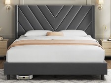 Full/Queen Upholstered Bed Frame with Wing Side Headboard, No Box Spring Needed Bed Frame price