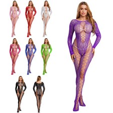 Women's Hollow Out Bodystocking Full Body Bodysuit Babydoll Crotchless Jumpsuit Women's Bodysuit price