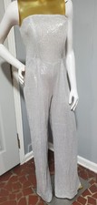 Prettylittlething Women's  Jumpsuit Shimmery Silver Strapless Size 6 Women's Bodysuit price