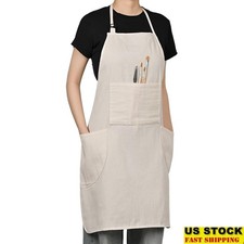 Durable Cotton Canvas Painting Apron W/ Adjustable Neck Strap & Pockets New Painting Apron price