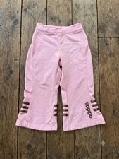 Vintage Adidas Girls 2T Pink Velour Capri Pants Pull On Elastic Waist Logo Girls' Capri Pants price