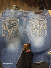 VigossBlue Skinny Denim Jeans Size 9/10 Studded Pockets Button Zip capri Girls' Capri Pants price