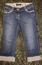Mini Boden Girls Floral Capri Denim Jeans 2011 Cropped Pants Cuffed Size 12 Girls' Capri Pants price