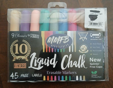 BRAND NEW 10 Liquid Chalk Erasable Markers 3-5mm Classics+45 labels,MMFB Arts&Cr Liquid Eraser price