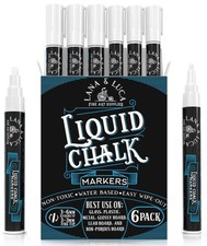 Liquid Chalk Marker Pen - White Dry Erase - 6 Count (Pack of 1), Liquid Eraser price