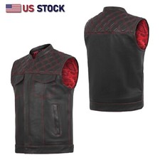 RED black men cross stitch vest, HL11693SPTRED black men ,USA stock leather vest Men's Vest price