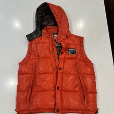 Vintage Y2K AKOO Mens XL Red Puffer Vest Solid Hooded Camo Lined Quilted 90s Men's Vest price