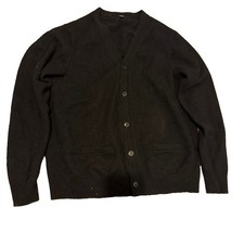 Uniqlo Black 100% Wool Cardigan Men's Large Pockets 5 Button V-Neck Sweater Men's Cardigans price