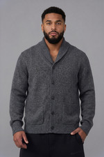 Chaps Mens Cotton Knit Cardigan Sweater Shawl Collar Button Gray M Pockets Men's Cardigans price