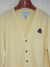 Izod Cardigan Sweater Mens Large Yellow Crest Logo Button Front Preppy Acrylic Men's Cardigans price