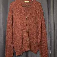 Jantzen Men's XL Knit V-Neck Button Front Cardigan Sweater Red Black Pockets Men's Cardigans price