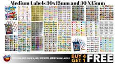 Personalised / Custom School Name Label Stickers (30x13)  Waterproof Vinyl Tags School Label price
