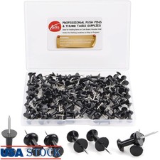 100 Count Black Push Pins Thumb Tacks Standard Steel Points Maps Boards New Pins & Thumbtacks price