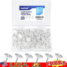 120 Count Clear Push Pins Thumb Tacks Steel Point Bulletin Board Home Office New Pins & Thumbtacks price