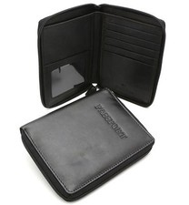 Bifold Black Genuine Leather "Passport" Zip Around Large Wallet with Card Window Wallet (Outdoor) price
