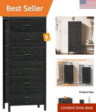 Stylish Black Oak Vertical Nightstand with 6 Drawers - Perfect for Small Rooms Baby Room Nightstand price