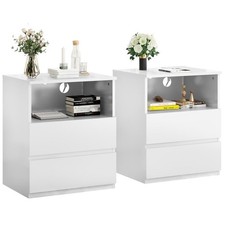 Set of 2 Nightstand End Table Chest of Dressers,USB C Charging Station 2 Drawers Baby Room Nightstand price