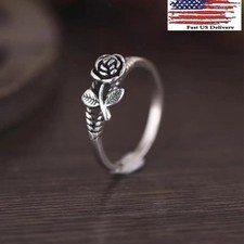 Fashion Rose Flower 925 Silver Jewelry Wedding Ring Women Ring Size 5-11. A86 Silver Ring price
