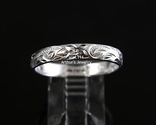 4MM STERLING SILVER 925 HAWAIIAN PLUMERIA SCROLL BAND RING SIZE 1 - 12 Silver Ring price