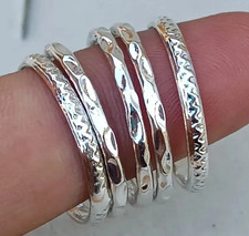 925 Sterling Silver, Solid Silver, Band Ring, Set of 5 Band Ring Stackable Silver Ring price