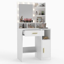 Vanity Desk with Mirror Built-in LED Light Set Complete Accessories Charger Swit Built-in Accessories price