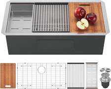 33-Inch Stainless Steel Drop-in Kitchen Sink with Built-In Accessories Built-in Accessories price