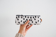 Cute Pencil Case with Brush Dots in Ebony Small Make Up Bag Stationary Zipper Ca Makeup Bag price