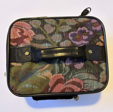 VNTG 90s Amazon Floral Tapestry Makeup Train Case Vanity Toiletry Box - Prist Makeup Bag price