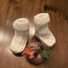 Cable Knit Baby Booties Infant White Non-Slip Cozy 0-3 Months Shoe Socks Preppy Baby Booties price