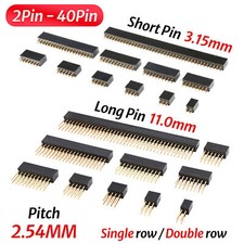 2.54mm 0.1" PCB Header Vertical Female Socket Connector, Single/Double Row Pin Connector price