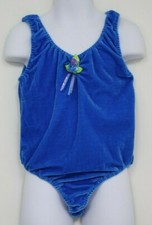 Just Pretend Bodysuit girls leotard Turquoise Blue velour ribbon flowers Girls' Bodysuit price
