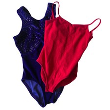 Set of Two Girl Leotard / Gymnastics Dance XS Red & Purple Bodysuits Girls' Bodysuit price