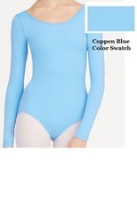 Mondor 497 Coppen Blue Child Size Large (10-14) Long Sleeve Leotard Girls' Bodysuit price