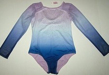 Justice Leotard Bodysuit Ombre Purple Blue Rhinestones Long Slv New Child Girl Girls' Bodysuit price